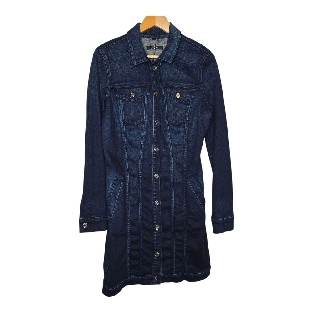 7 For All Mankind Revolve Womens Dark Wash Trucker Denim Jean Dress Size Large
