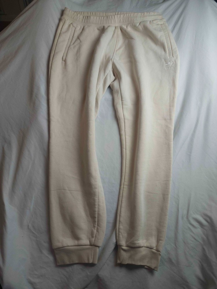 Adidas Sweatpants Mens 2XL Beige Fleece Joggers Drawstring Athleisure Outdoor