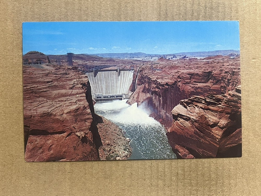 Postcard Arizona AZ Glen Canyon Dam Aerial View Vintage PC