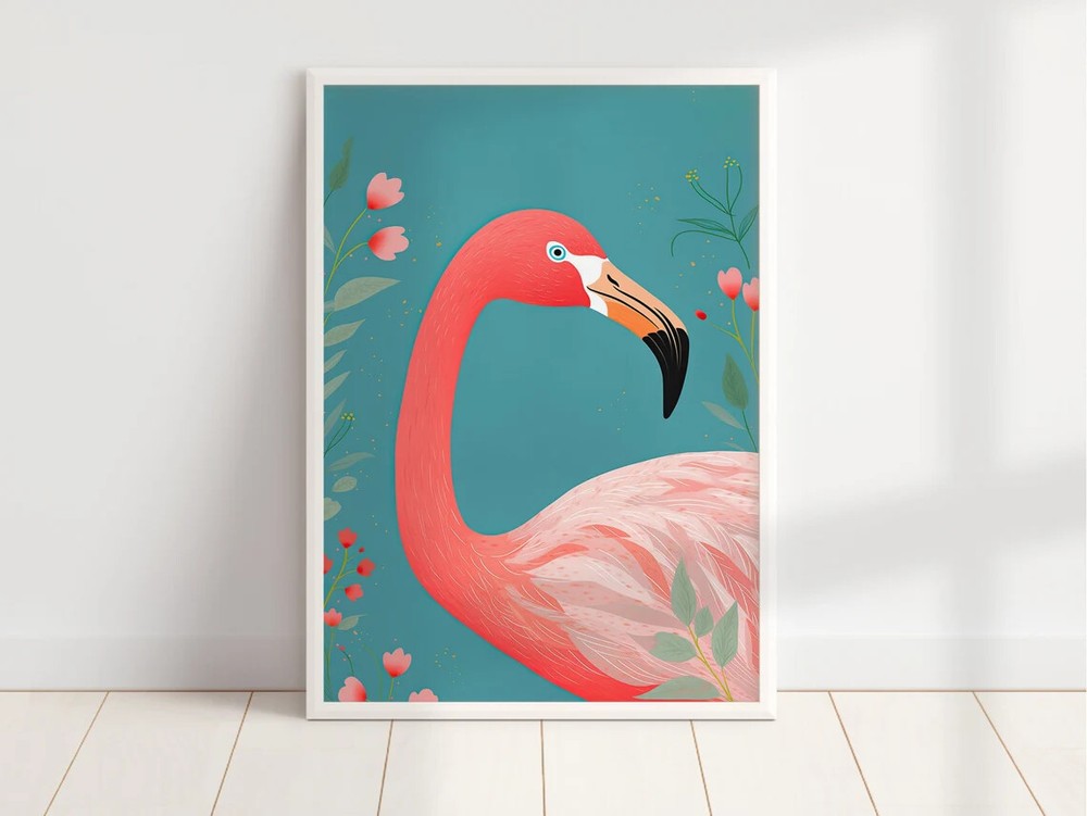 Flamingo Retro Bird Wall Art Poster Premium Quality Choose your Size