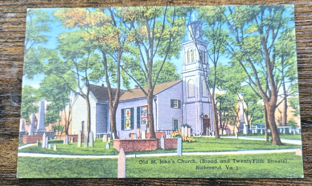 Vintage Postcard Richmond Virginia St Johns Church Broad & 25th Exterior