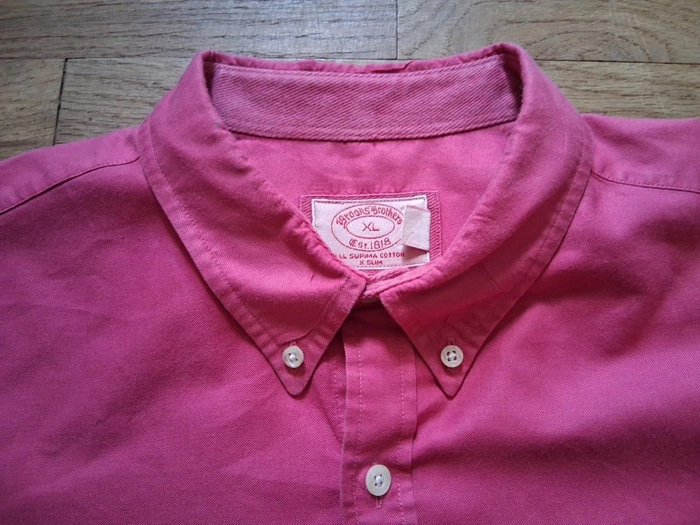 Brooks Brothers All Supima Cotton X Slim Shirt Short Sleeve Pink Mens XL