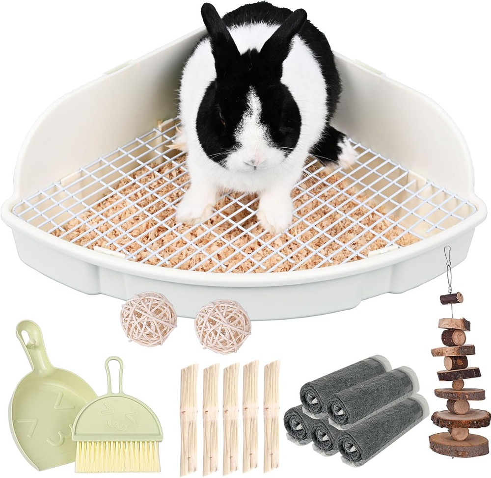 Rabbit Litter Box Large Bunny Guinea Pig Corner Litter Box Potty Trainer Bigger