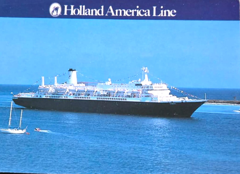 1983 Postcard Holland America Line Cruise Ship Noordam Ocean Liner Next Day Ship
