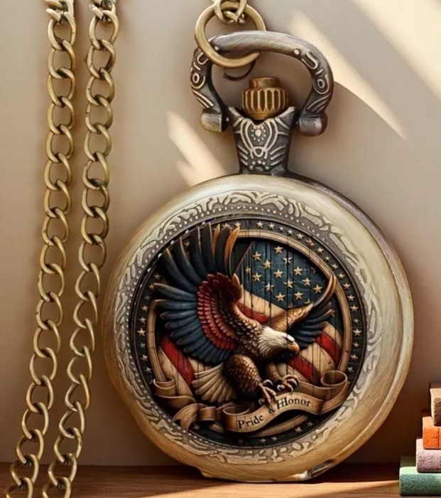 Vintage Style American Eagle Pocket Watch Men Women Quartz Antique Style Gift
