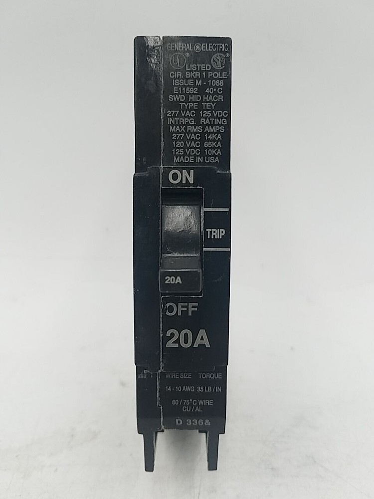 GE TEY120 Bolt On Circuit Breaker 20A 1P 277V TEY 20 Amp 1 Pole