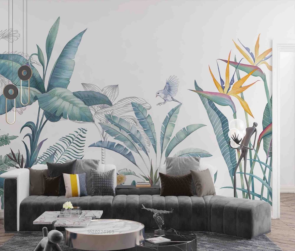 3D Tropical Plants Illustration Wall Murals Wallpaper Murals Wall Sticker