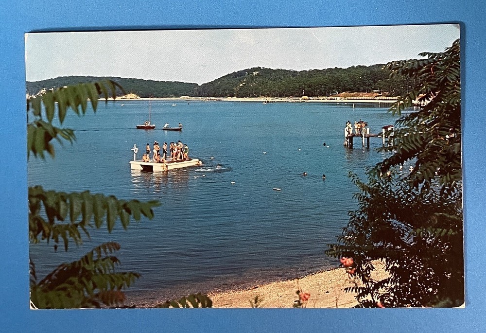 Shelter Island Long Island NY Vintage Postcard beach swimming New York