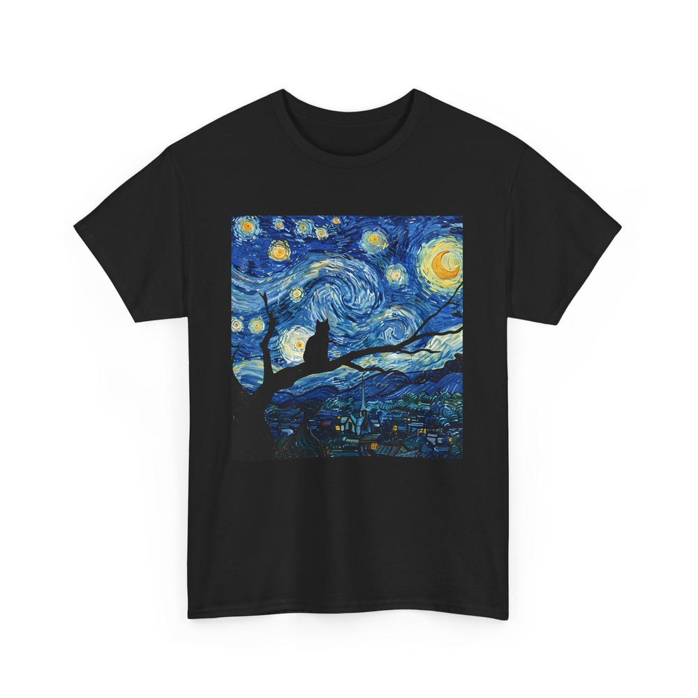 Cat Starry Night T-Shirt  Beautiful Van Gogh Starry Night Tee