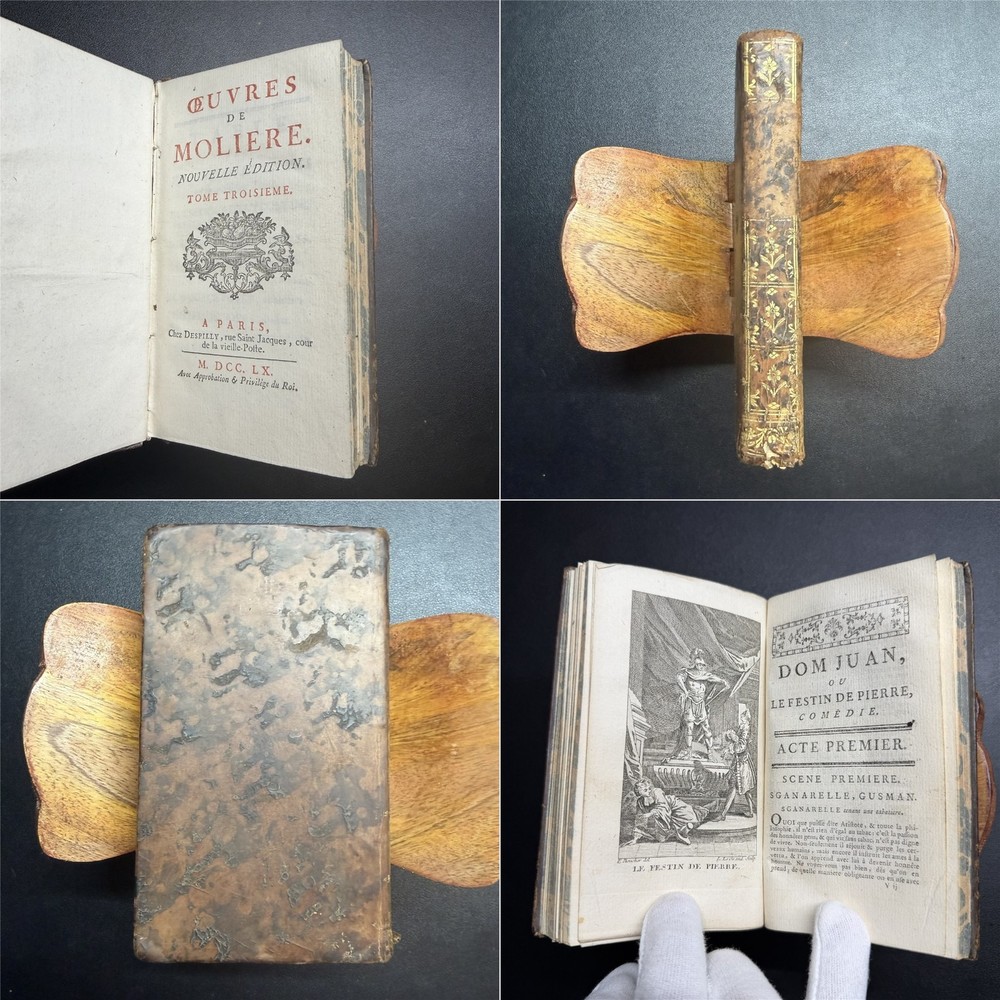 1760 Moliere Oeuvres Tome 3 French Plays Leather Engravings
