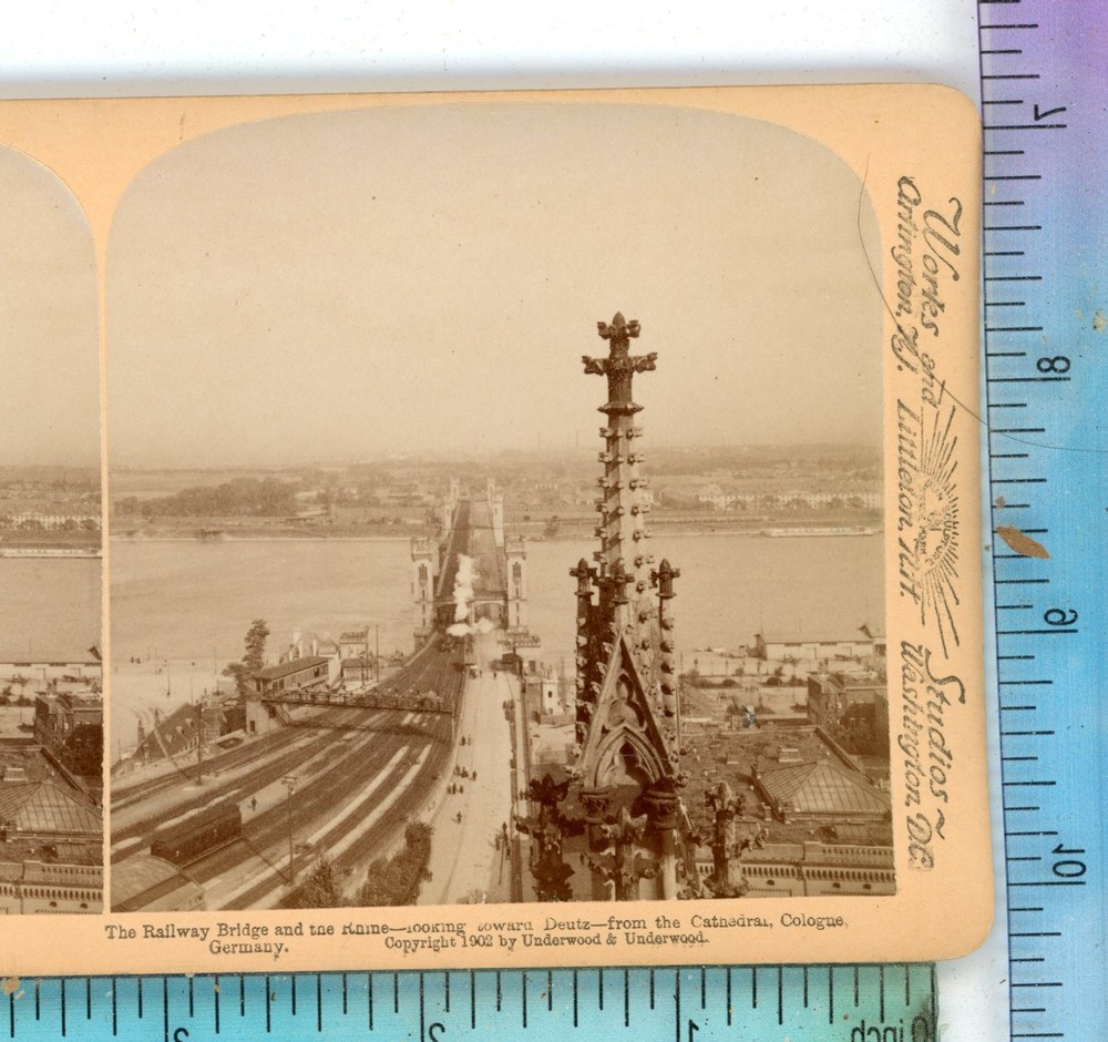 Railway Bridge & Rhine Cologne Germany Underwood Stereoview