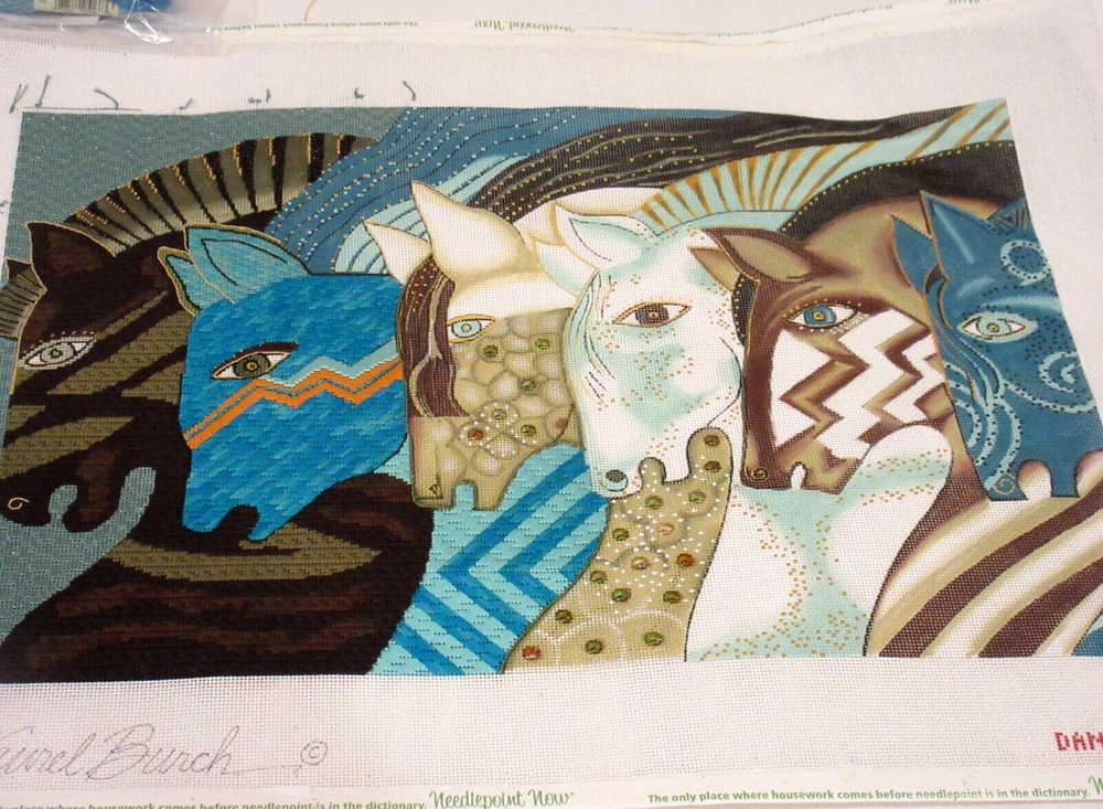 Danji Laurel Burch EMBRACING HORSES Needlepoint Canvas 18 ct