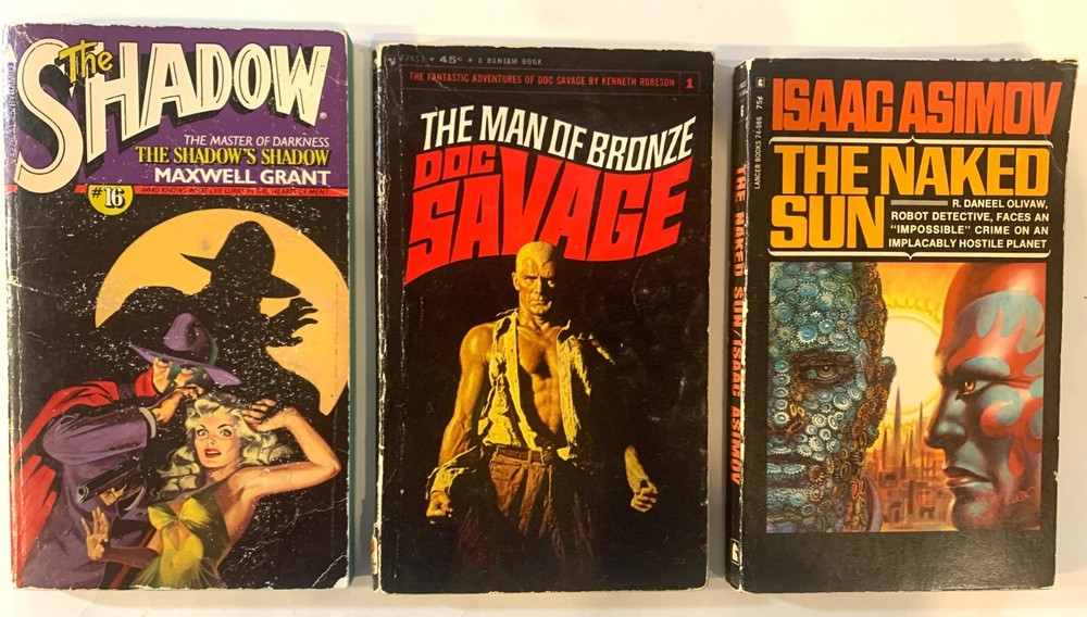 Doc Savage,The Shadow, The Naked Sun by Asimov