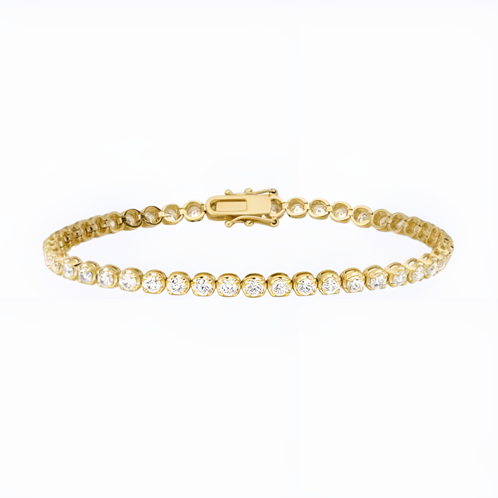 Yellow Gold Round 4.50 Carat Womens Bracelet GLI HRD Lab Grown Diamond Solid 18K