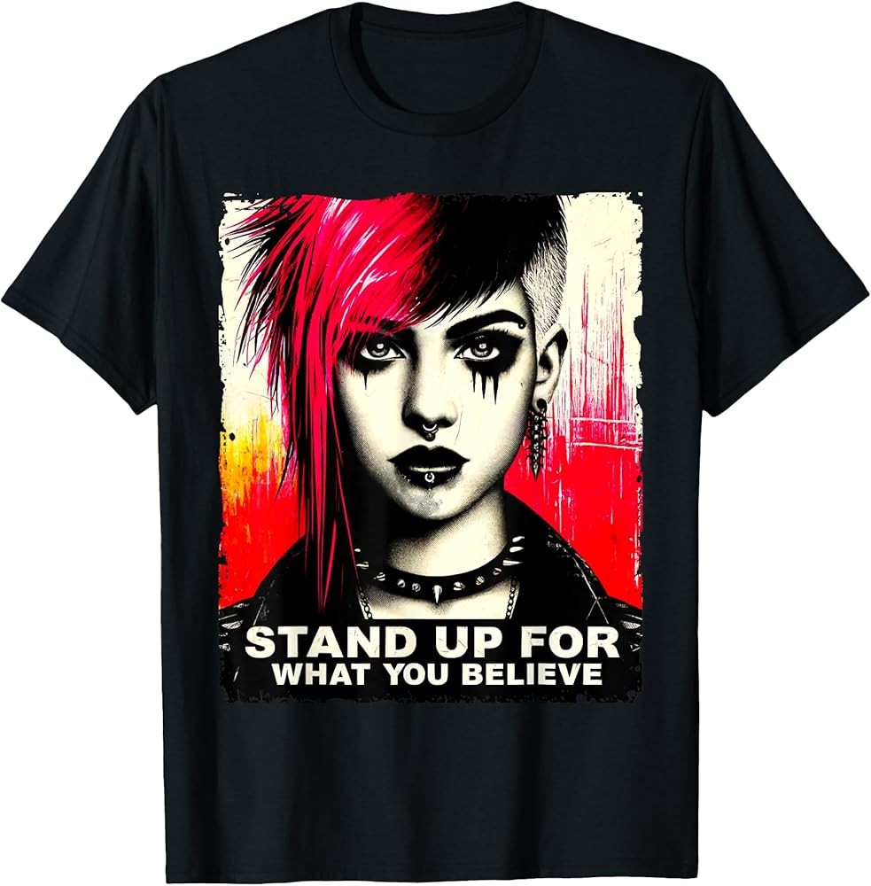 Punk Girl Graffiti Grunge 90s Retro Distressed Vintage T-Shirt