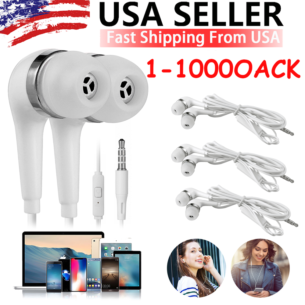 Wholesale 3.5mm In-ear Stereo Headphone Headset Earphone Loud Earbuds W/ Mic