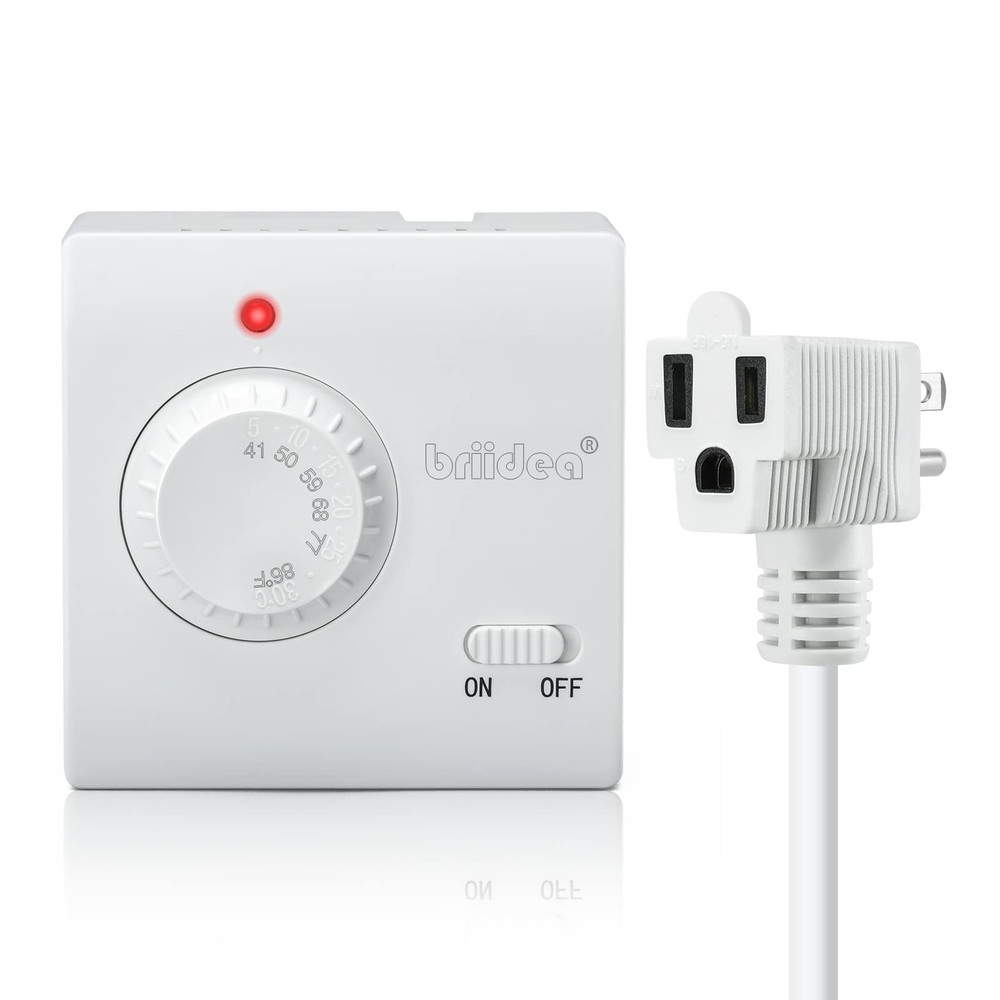 Adjustable Thermostat Briidea Plug in Heating & Cooling Thermostat with LED I...