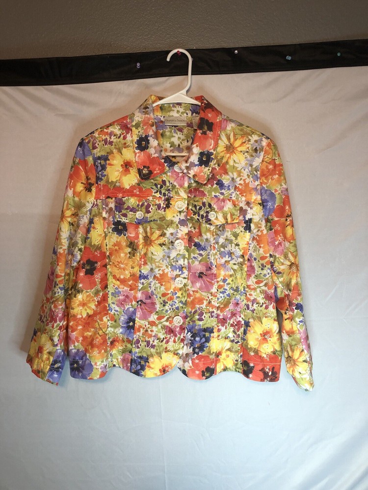 Women’s Draper’s & Damon’s Petites Floral Jacket/Blouse Size PXL