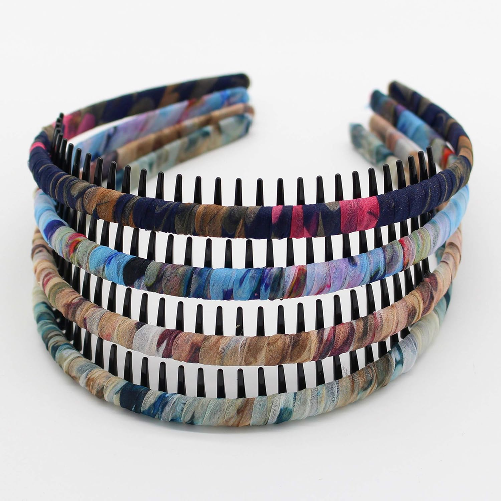 4-Color Tie-Dye Headbands for Women & Girls – Stylish Teeth Hairbands