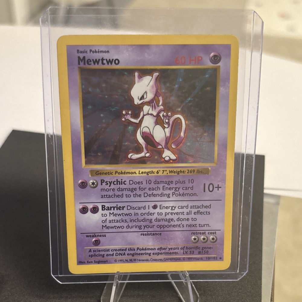 WoTC Pokémon TCG Base Set Shadowless Mewtwo 10/102 Holo Rare 60HP Eng 1999
