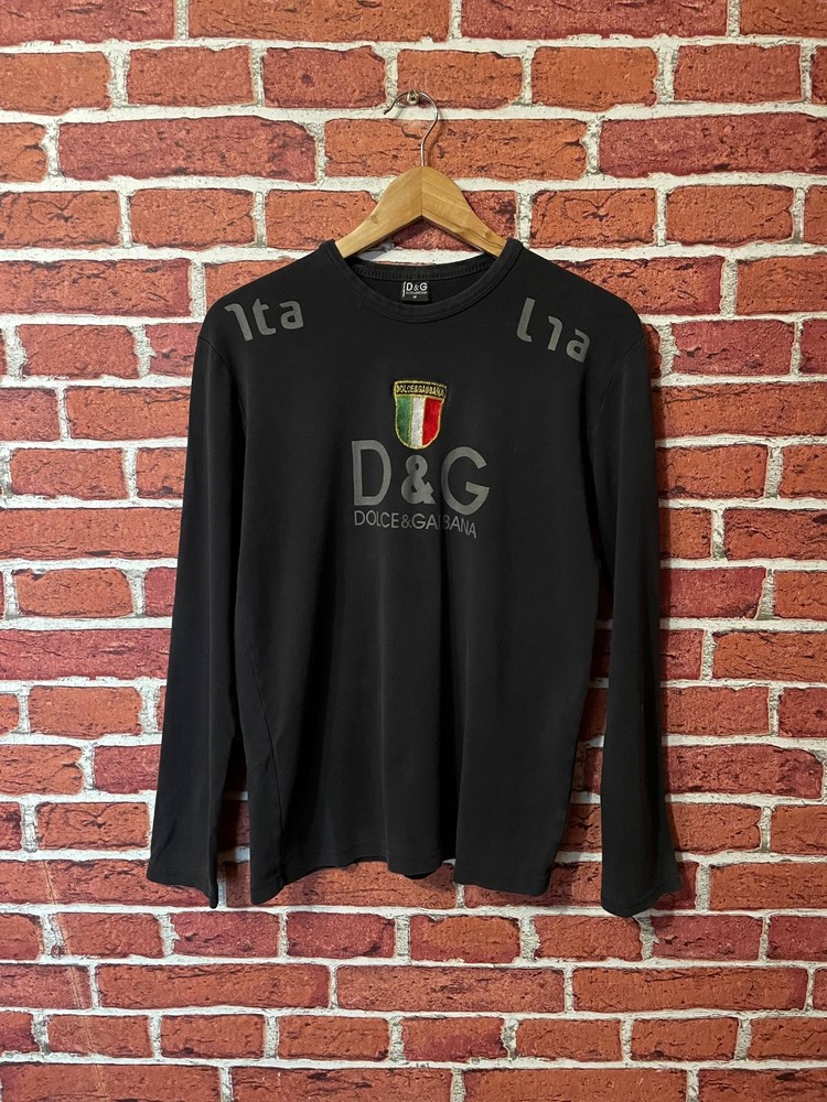 Vintage Archive D&G Dolce & Gabbana Long Sleeve Y2K T-Shirt Black M Italy Logo