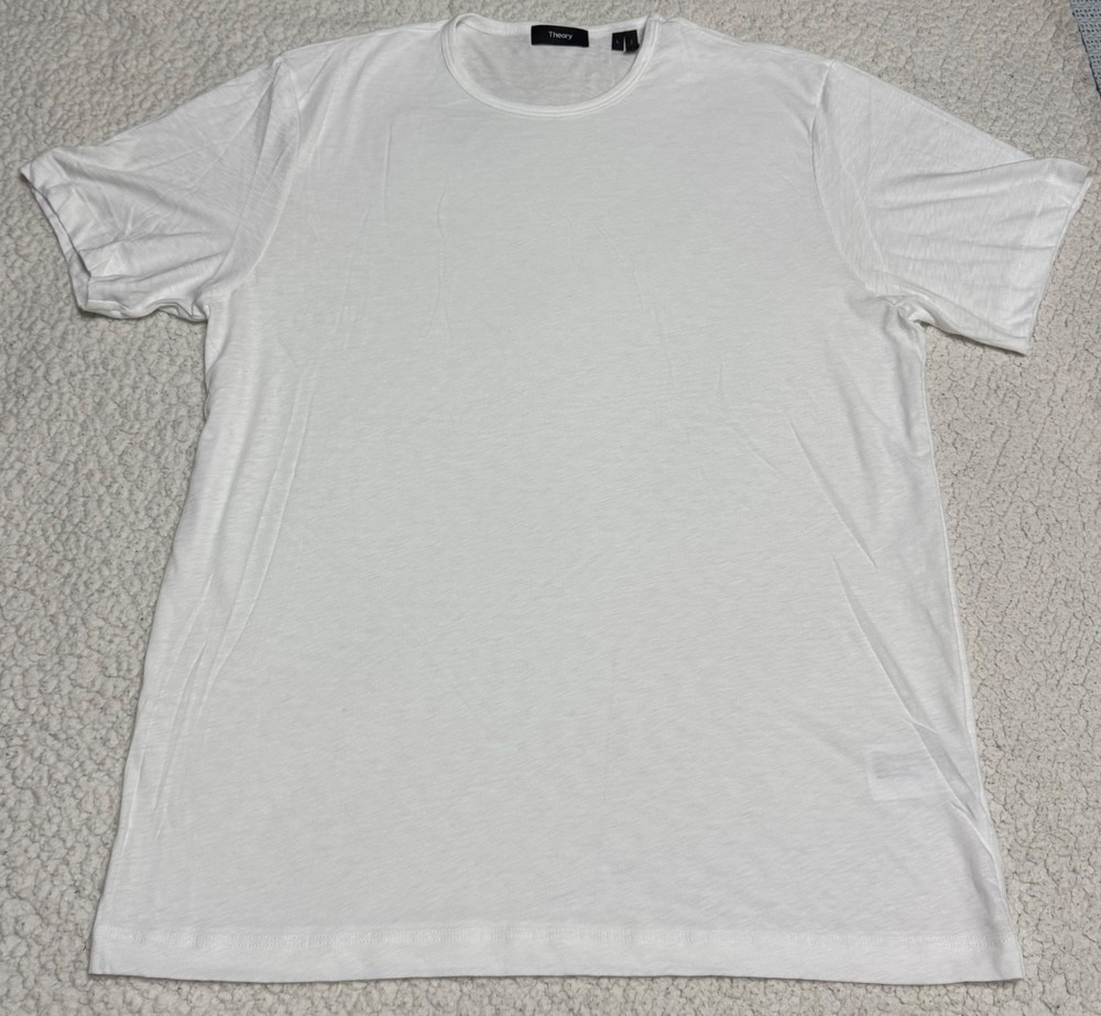 Theory Essential Crew Neck T-Shirt Men White Short Sleeve Designer Size L NWOT
