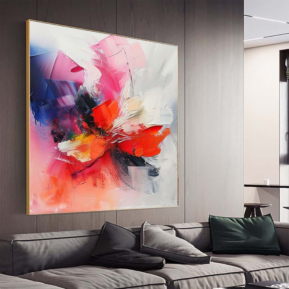 Living Room Abstract oil Painting on Canvas red Art Hand Painted Thick Texture