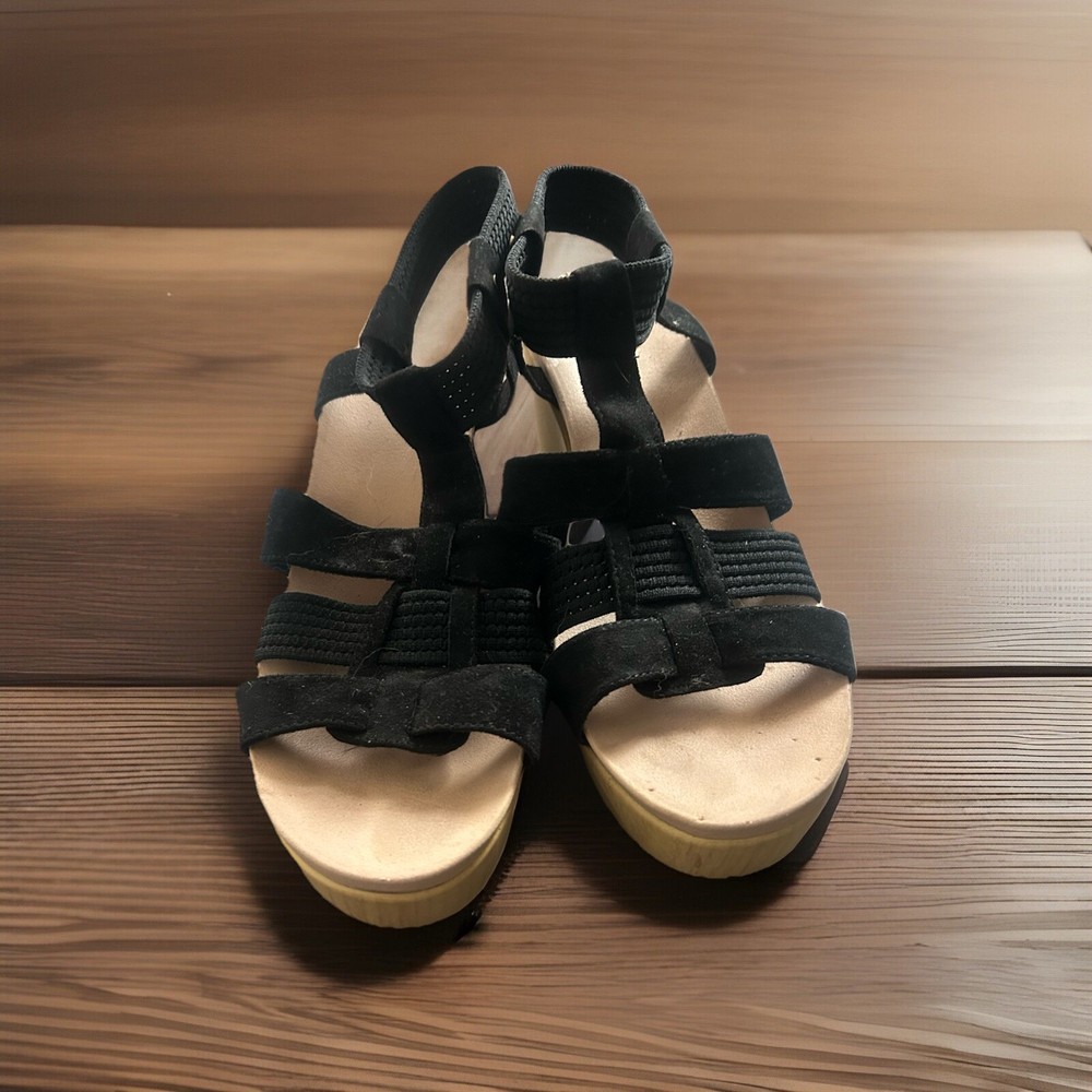 Women’s Shoes, Summertime, Black, Sandals, Slingback, wooden Platform, Size 10