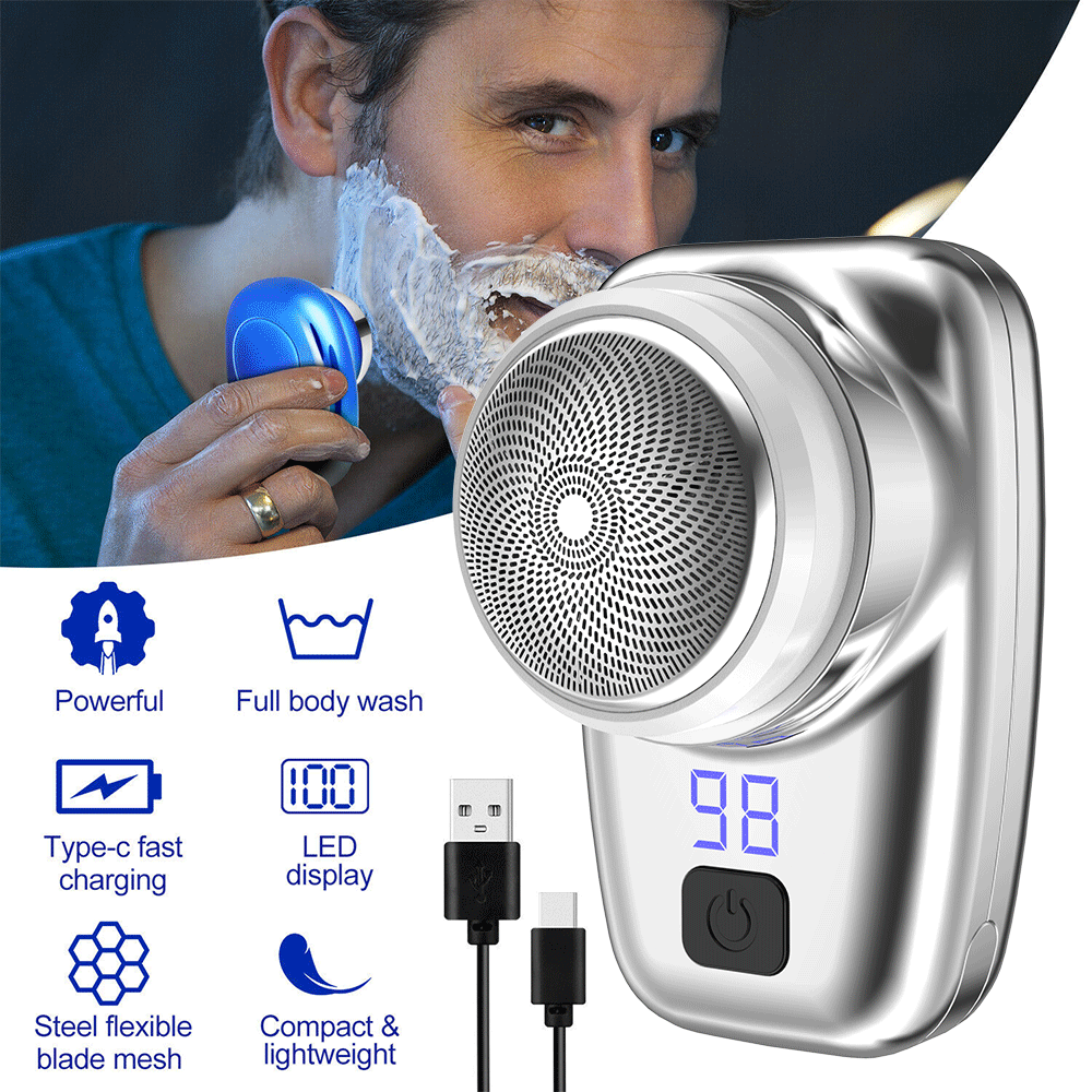 Mini Afeitadora Eléctrica Portátil Maquinilla de Afeitar Inalámbrica USB Recargable Recortadora de Pelo IPX6