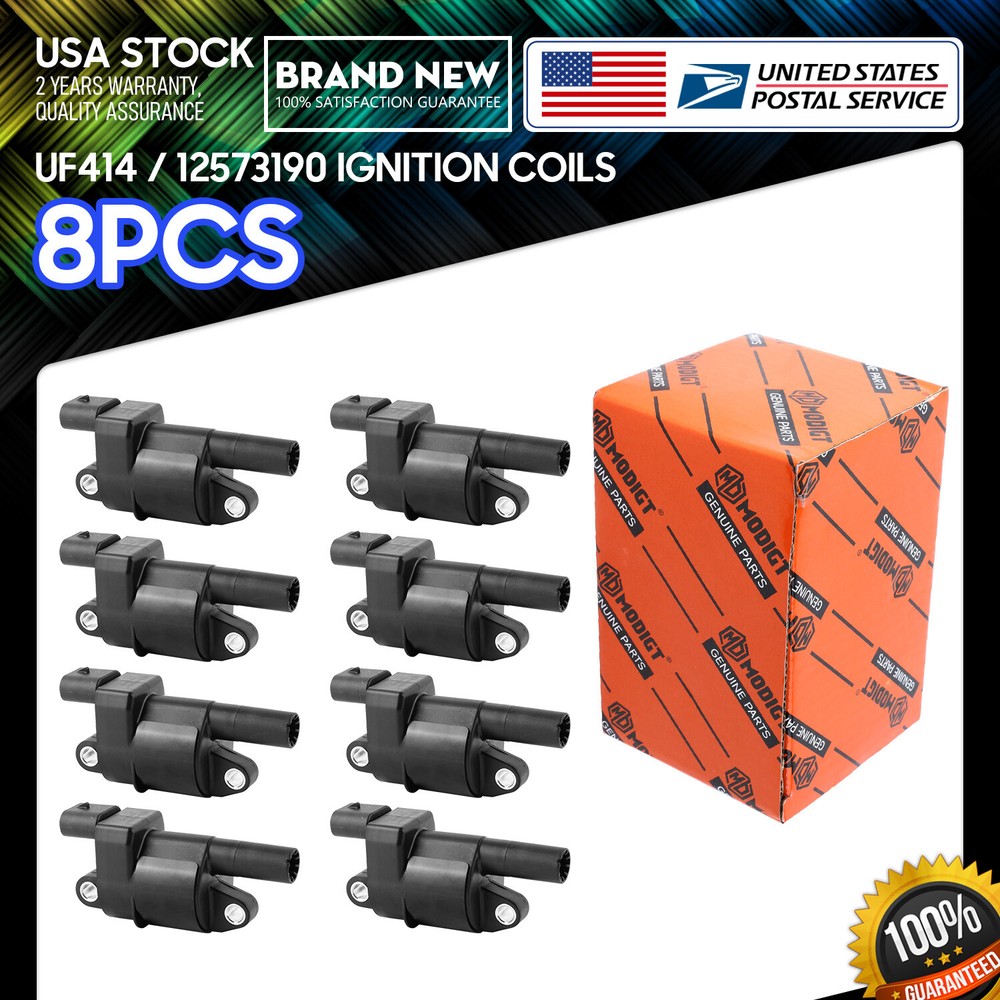Set of 8 Round Ignition Coils for Cadillac CTS GMC Envoy Chevy Silverado UF414