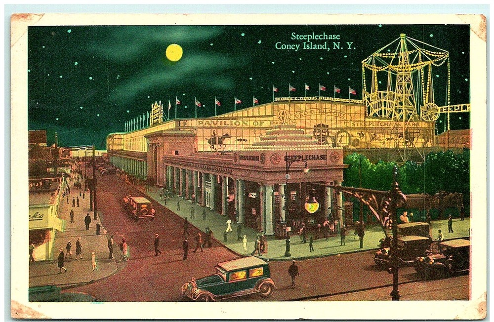 S04-8092, STEEPLECHASE, CONEY ISLAND, NEW YORK, 1939 PMKed, POSTCARD