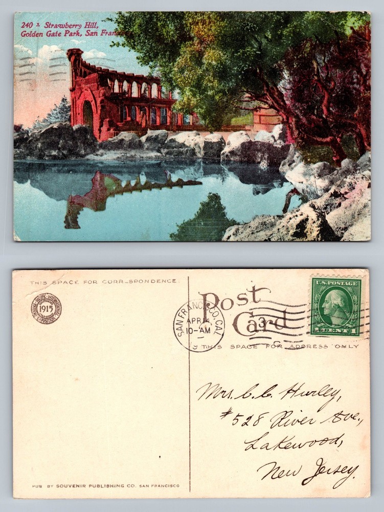 San Francisco, CA-California, Strawberry Hill Golden Gate PC Vintage Postcard