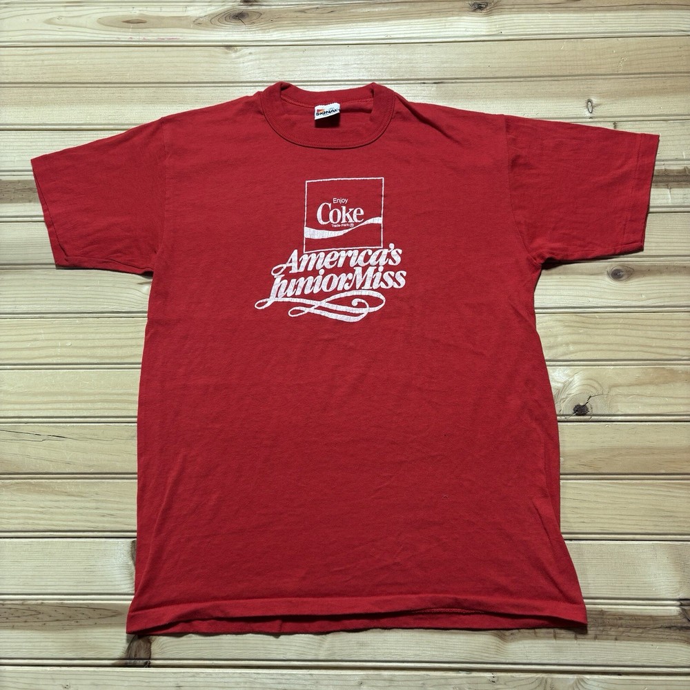 Vintage 80s Coca Cola Coke Classic Americas Junior Miss Promo Shirt Size Large