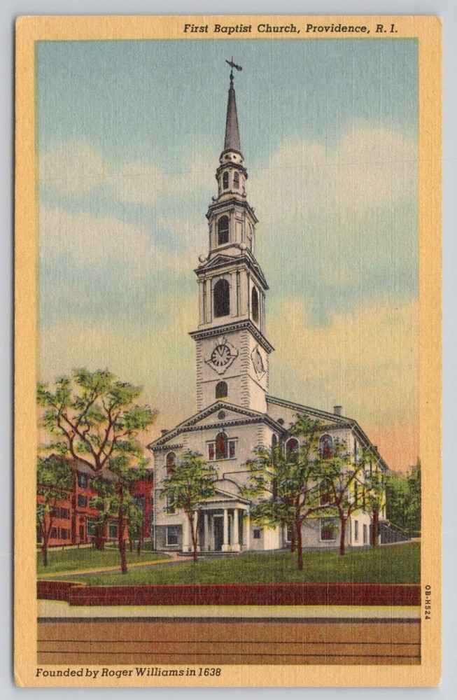 First Baptist Church Providence RI Linen Postcard Curteich Art-Colortone