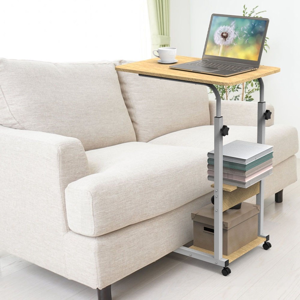 C Side Table 3-Tier Laptop Desk Small Slim Snack Side Table for Couch Bed Sofa f