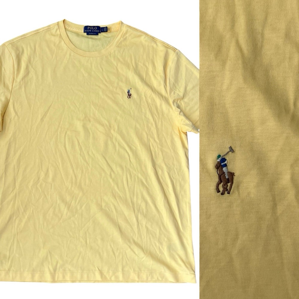 Polo Ralph Lauren Soft Cotton Short Sleeve T Men L Classic Fit Yellow Flesh Pony