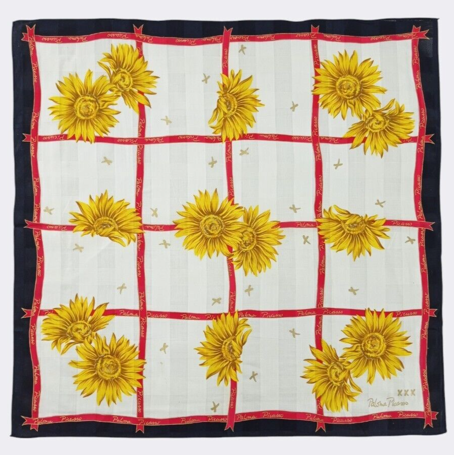 Vintage Paloma Picasso Handkerchief Neckerchief Bandana Pocket Square Floral