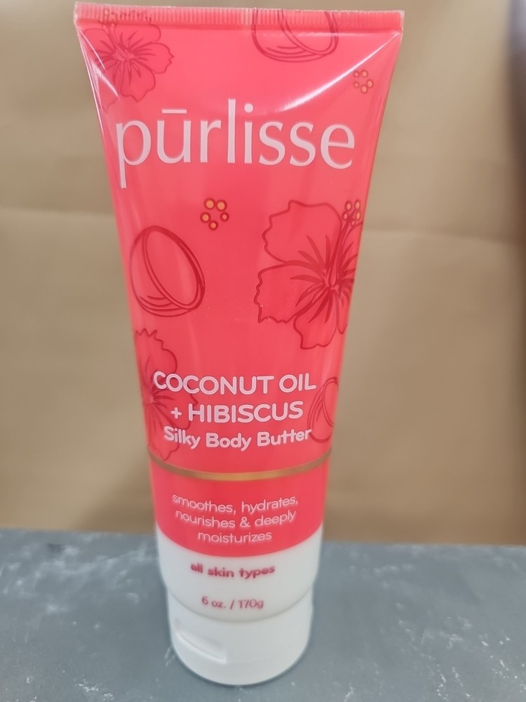 Purlisse Coconut Hibiscus Silky Body Butter 6oz Full Size Hydrating Moisturizer