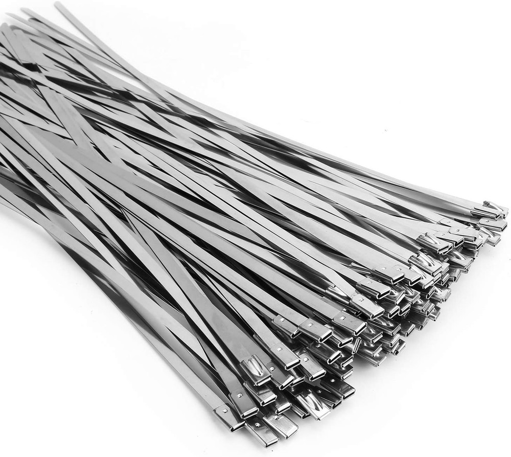 304 Stainless Steel Heavy Duty Metal Zip Ties 100PCS 11.8 Inch Silver
