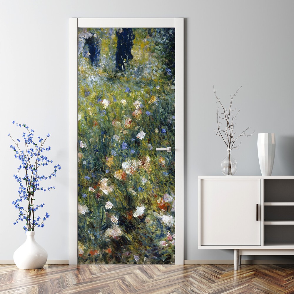 Lady with and Umbrella Bubble Free Painting wall  mural Peel and Stick Door Wrap