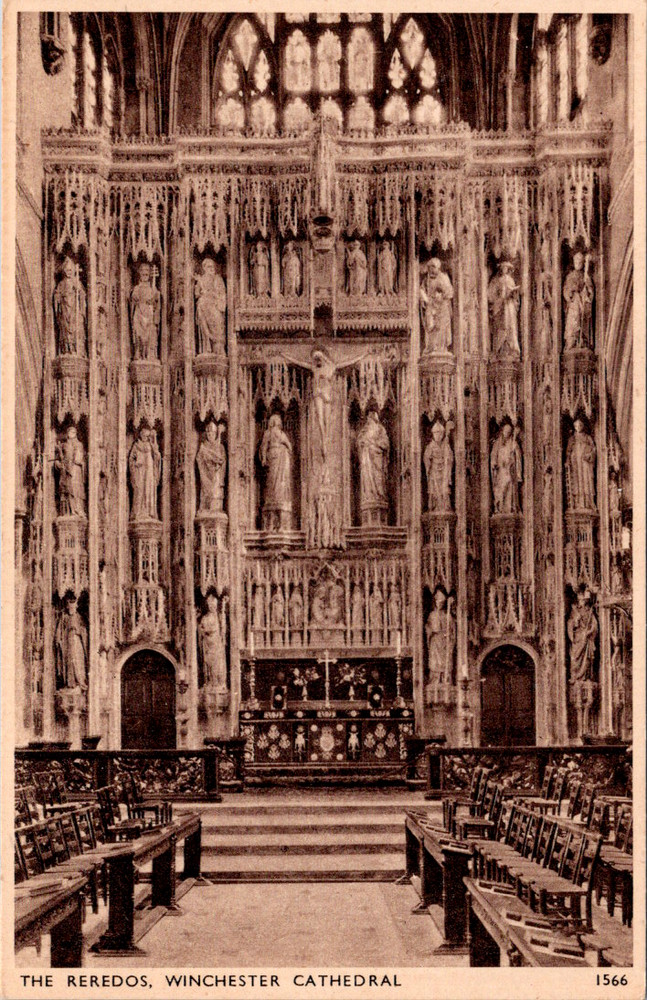 Vintage Postcard Reredos Gothic Architecture Winchester Cathedral