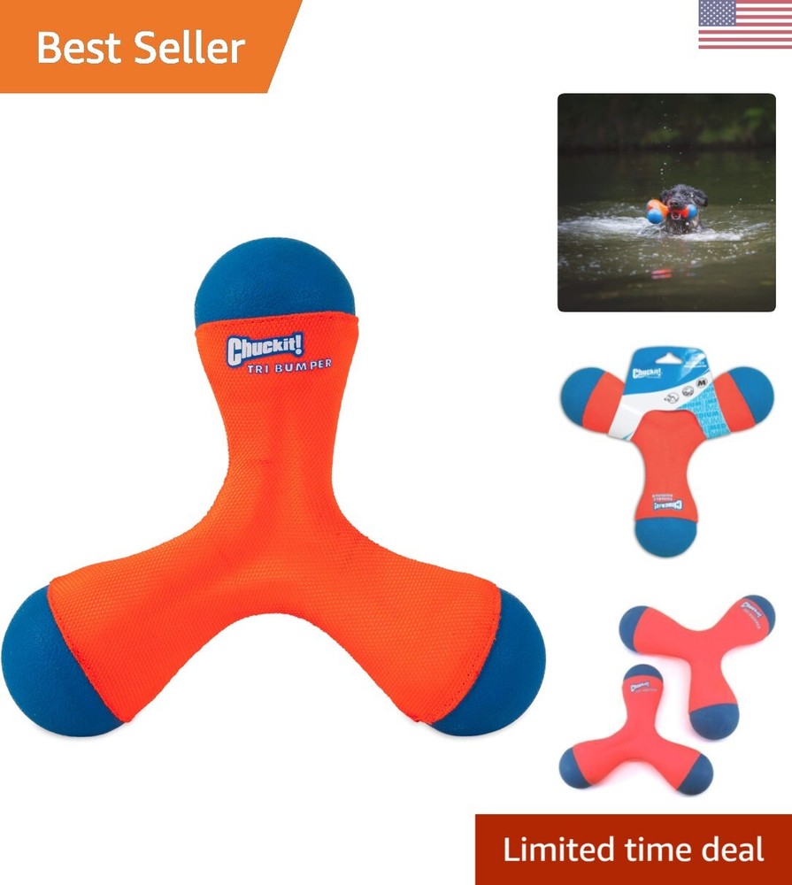 Durable Outdoor Dog Toy - Chuck it! Tri-Bumper for Fetch Games and Training