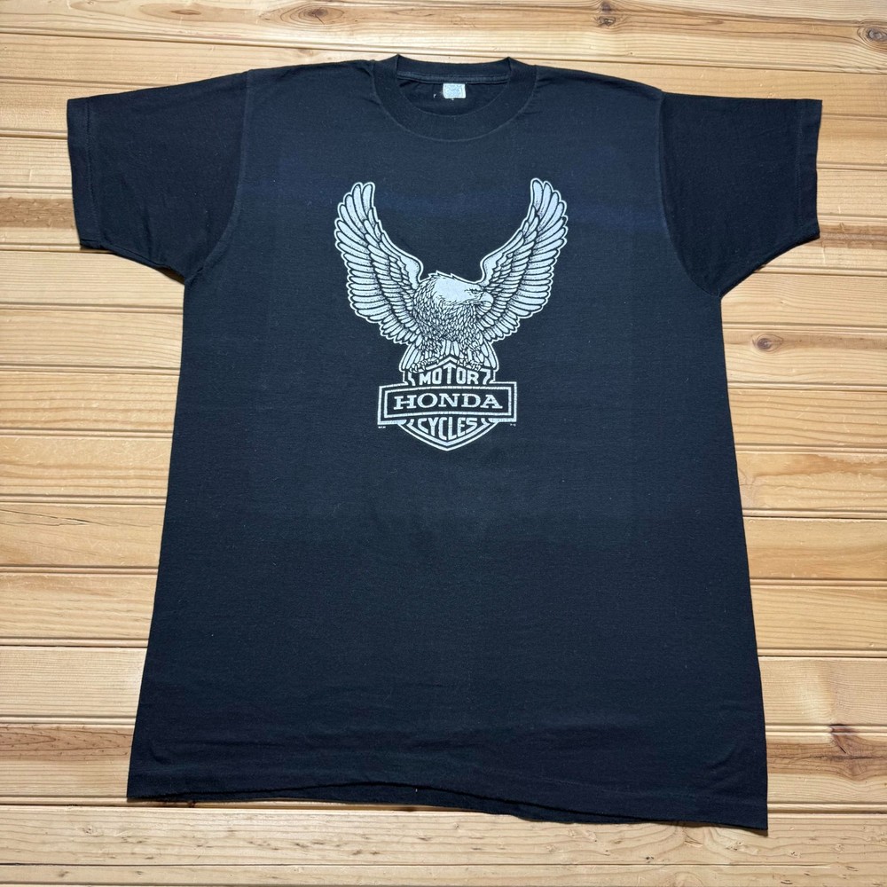 Vintage 1970s Honda Motorcycles Eagle Single Stitch Graphic Biker T-Shirt USA XL