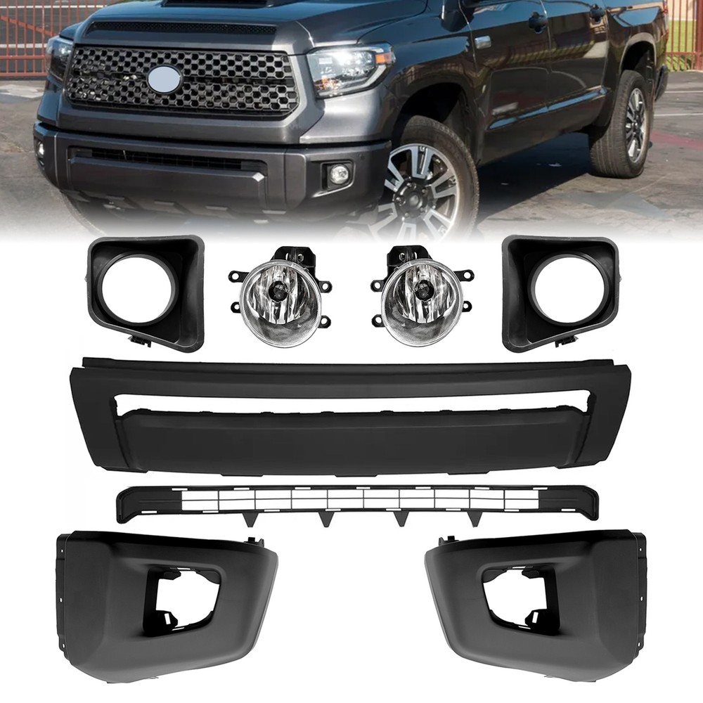 Front Bumper Cover Grille & Fog Light Assembly Kit For 2014-2021 Toyota Tundra