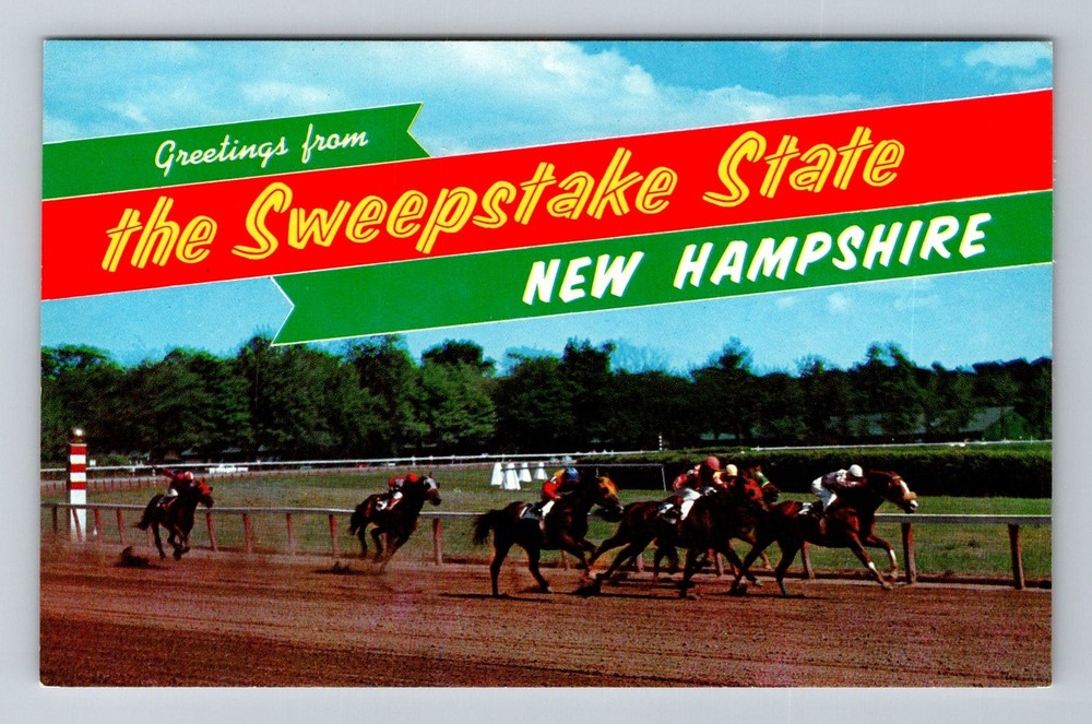 Concord, NH-New Hampshire, Sweepstake State Horse Racing Vintage Postcard
