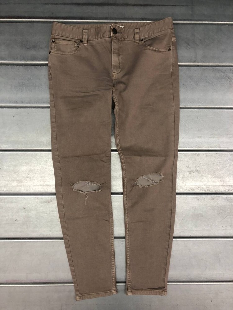 Free People Jeans Pants Womens Size 30 Beige Ankle Distressed Measured 34x28