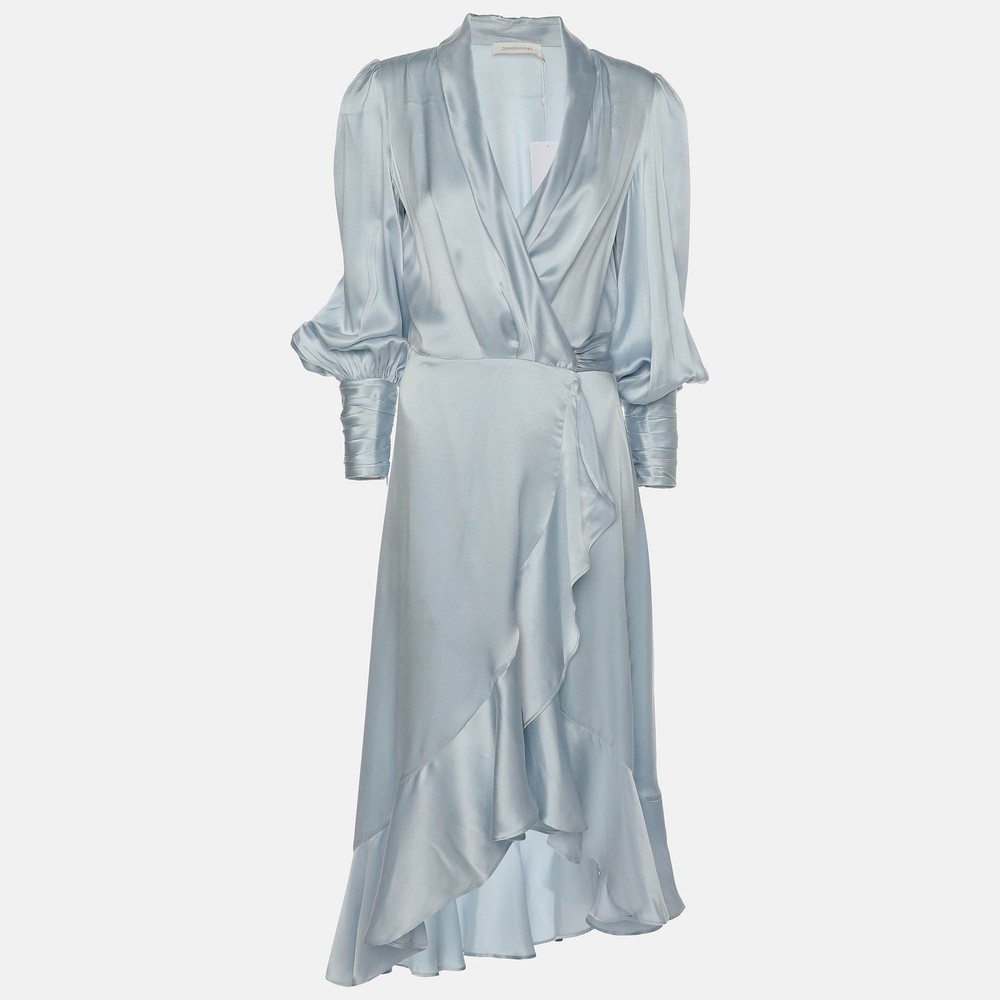 Zimmermann Light Blue Silk Belted Maxi Dress S