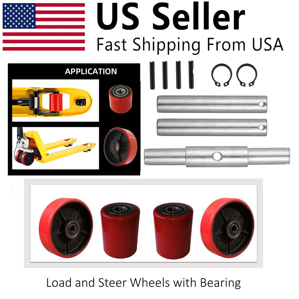 Pallet Jack Truck Wheels Replacement Kit 20mm ID Bearings Steer Wheel Load Wheel