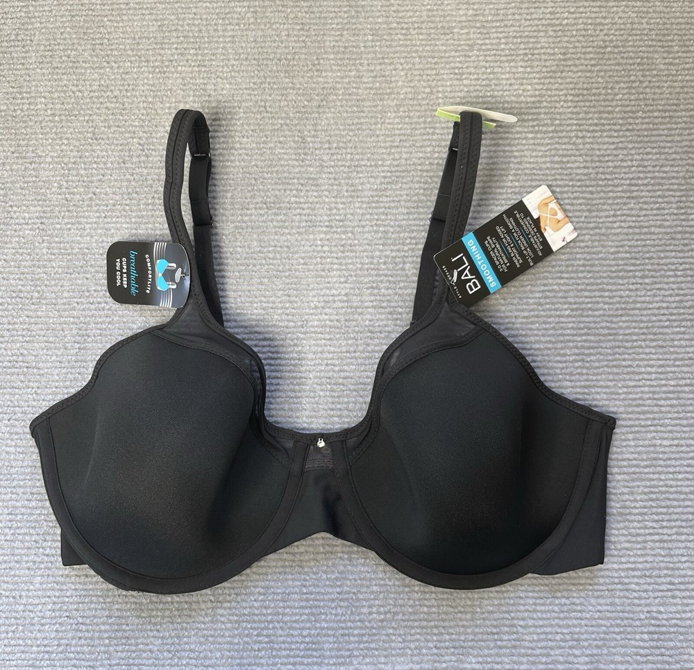 Bali Bra 40B One Smooth U Ultra Light Underwire Black Convertible DF3439