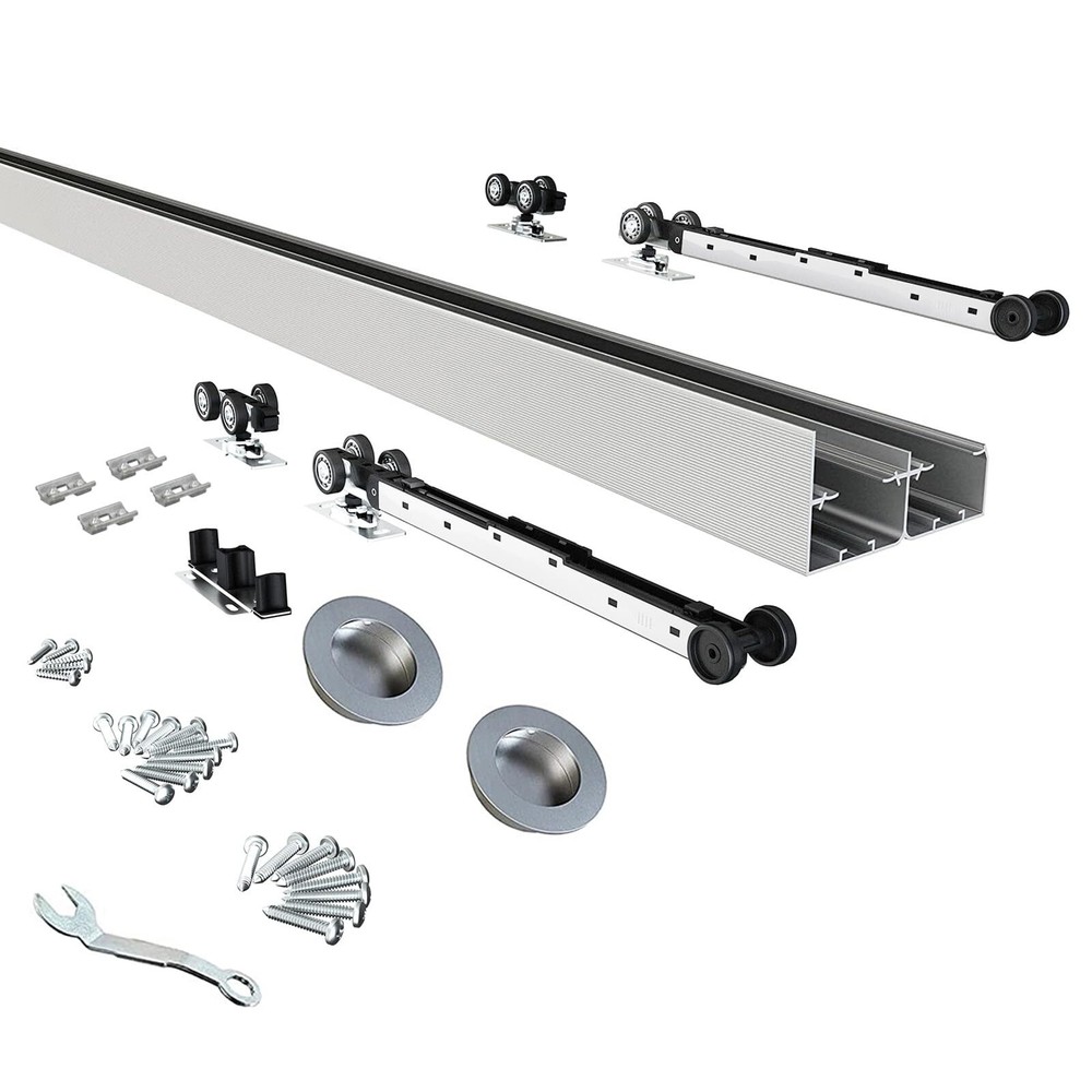 6FT/72 Heavy Duty Bypass Door Hardware with Soft Close Mechanism, Sliding Clo...